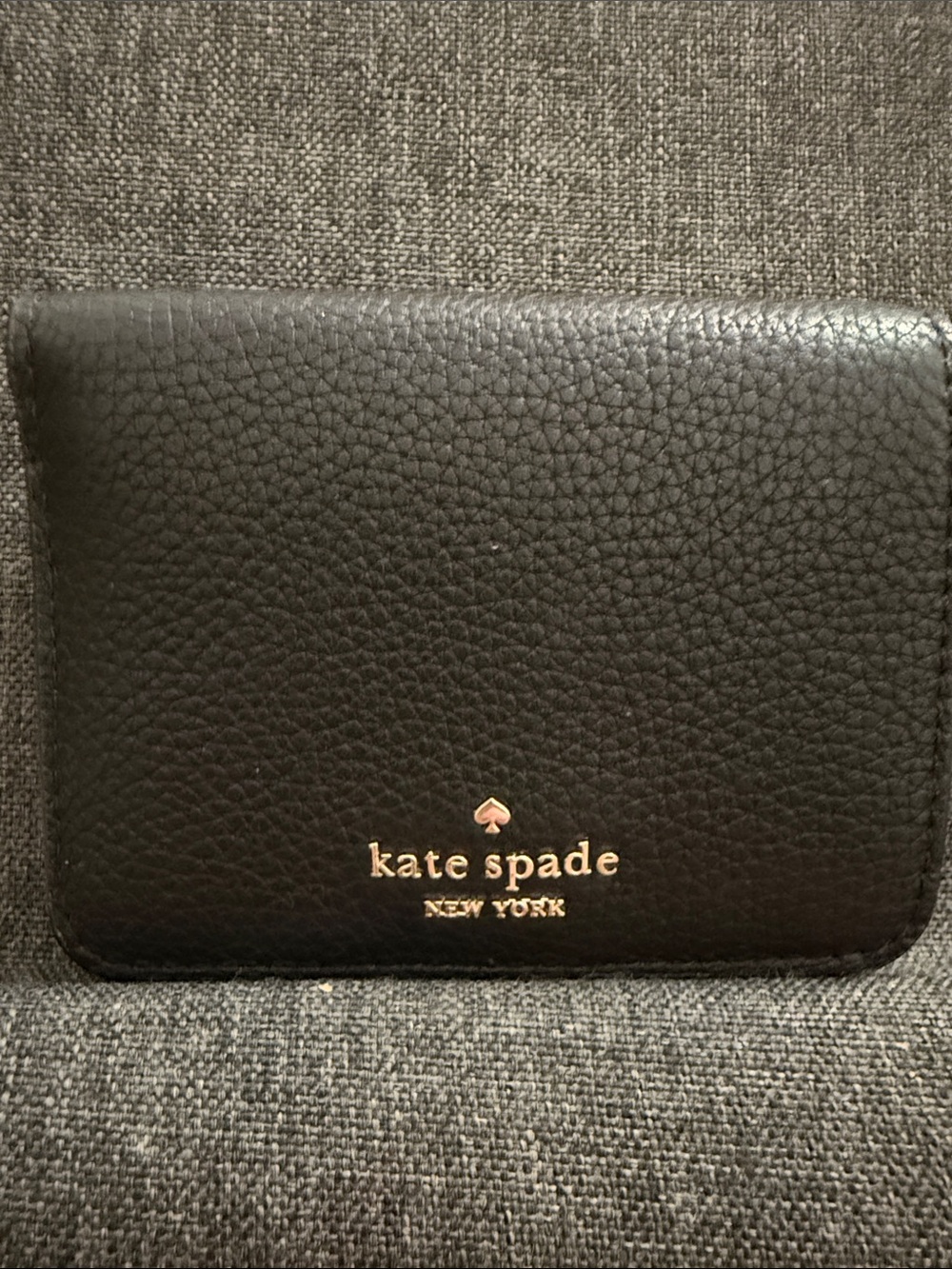 kate spade Black Leather Card & Key Holder with Gold Logo